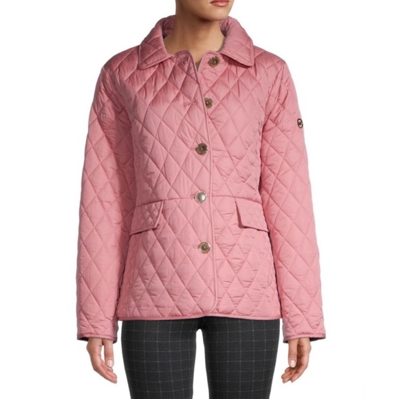 🎉HP🎉New! Michael Kors Diamond Quilted Button Up Jacket Dusty Rose Size Large🎀 - Picture 5 of 15